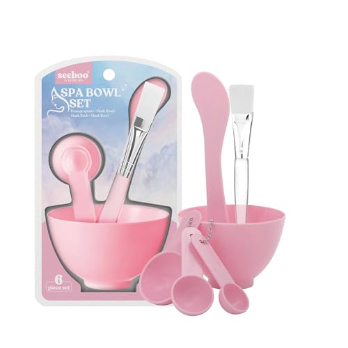 Facial Mask Spa Bowl Set with Measuring Spoons, Mask Stick and Mask Brush (6-Piece)