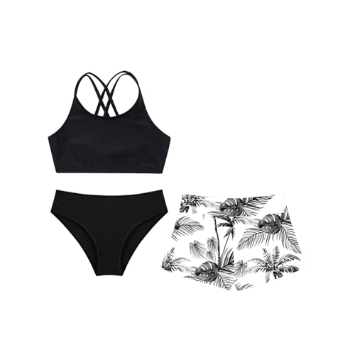 Moily 3 Pcs Rashguard Sets for Girls Swim Tank Top with Brief Shorts Athletic Swimsuit Beach Sunsuit2