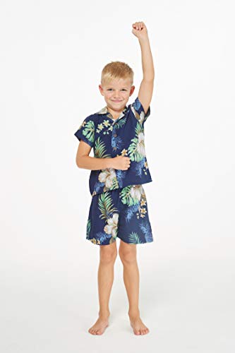 Image of Matchable Family Hawaiian Luau Men Women Girl Boy Clothes in Pineapple Garden Navy