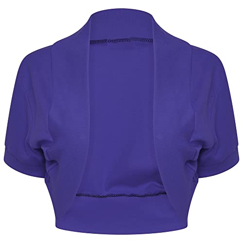 Image of Loxdonz Girl's Short Sleeve Shrug Childrens Kids Cotton Cardigan Bolero Shrug Jacket