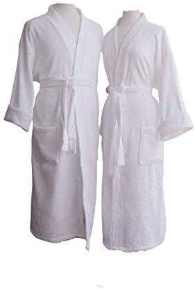 Luxor LinensBride & Groom Terry Cloth Bathrobe Set -100% Egyptian Cotton-Unisex/One Size Fits Most-Luxurious,Soft,Plush,Elegant Script Embroidery (One Size, Custom Monogram)