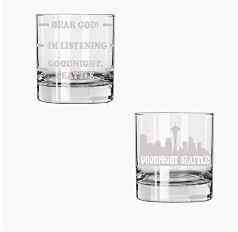 Brindle Southern Farms Frasier inspired etched rocks glass set of 2 - Frasier fan gift