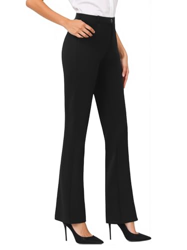 viehunt Womens Bootcut Dress Pants High Waisted Stretch Work Pants Office Business Casual Slacks Trousers with Pockets Black