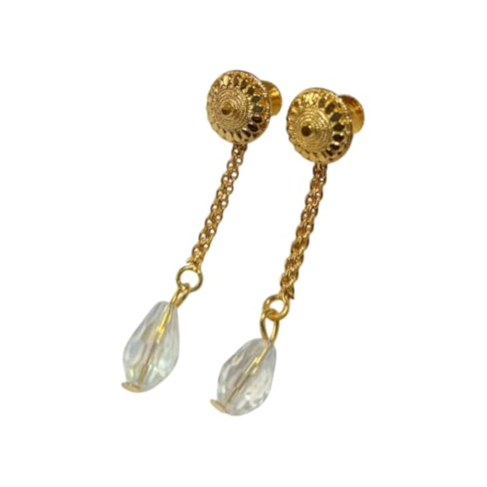 Elegant Plastic Pearl with Diamond Drop Earrings