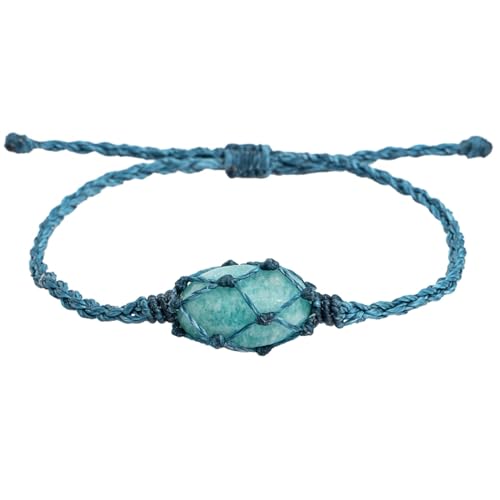 Amazonite Macram&eacute; Handmade Bracelet &ndash; Adjustable Crystal Jewelry for Harmony, Courage & Meaningful Everyday Energy Gift for Men, Women