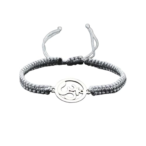 Self-Discovery Mala Bracelet Yoga Om pour Femmes – Cordon Réglable, Charm en Argent, Bijou d'Énergie Spirituelle (Gris ardoise)