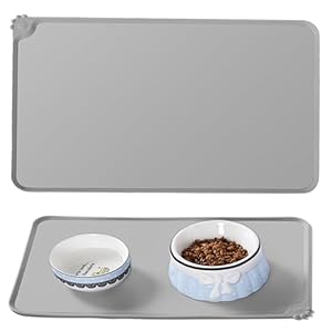 Cat & Dog Feeding Mat, Waterproof Pet Feeding Mat, Non-slip Sillicone Food Mat for Cats and Dogs(48X30CM)