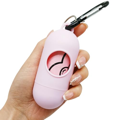 Image of PetGone 2-Pack Leak-Proof Dog Waste Bags Dispenser with Leash Clip Key Ring - Pink, 2 Holders with 30 Bags Each