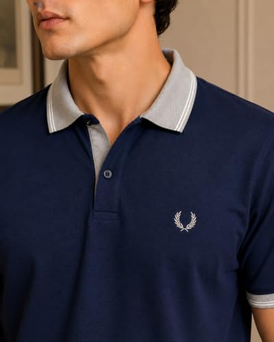 Image of Mens Pique Polo T-Shirt | Cotton Rich, Smart Fit Polo with Embroidered Logo | Casual & Sports Wear | Polo T-Shirt for Men