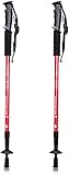 Boyigog 2 Pcs/1 Par Bastones de Senderismo Telescópicos, Bastones Trekking Ajustables 65-135 cm , Bastones Trekking Plegables Nórdica Súper Ligeros Aire Libre Excursión/Escalada(Rojo)