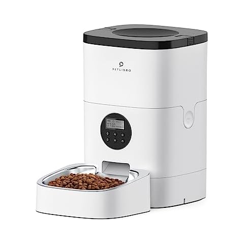 PETLIBRO Automatic Cat Feeder, Automatic Cat Food Dispenser with Timer Interactive Voice Recorder, Auto Cat Feeder with 1-4 Meals Control Dry Food, White Opaque Cover