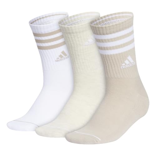 adidas Women's Crew Socks with Arch Compression 3-Pack, Comfortable, Sweat-Wicking, Stylish 3-Stripe