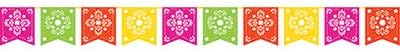 Creative Converting Club Pack Theme Party Tableware Serape Design Papel Picado Banner 10in x 9ft, Box 6 Banners