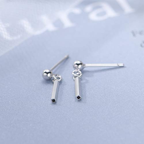 Minimalist Bar Dangle Stud Earrings Sterling Silver for Women Girls Simple Chic Statement Ball Cartilage Ear Studs Post Piercing Earring Cute Jewelry Gifts for Sensitive Ears Xmas Party4
