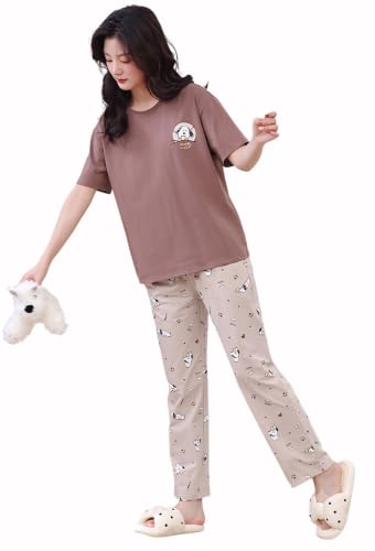 Image of GLASGO Women's Cotton Pajama Set with Top & Pants|| Korean Night Suit|| Lightweight Printed Set || Soft & Comfy Sleepwear for Girls & Women || LNS-3-$