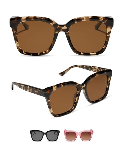 DIFF Meredith | Designer Oversized Square Sunglasses for Women | UV400 Polarized Protection