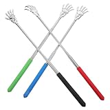 Ipetboom 4pcs Extendable Stainless Steel Back Scratcher Claw Massager for Men Portable Hand Back Scratcher Funny Skeleton Hand Design