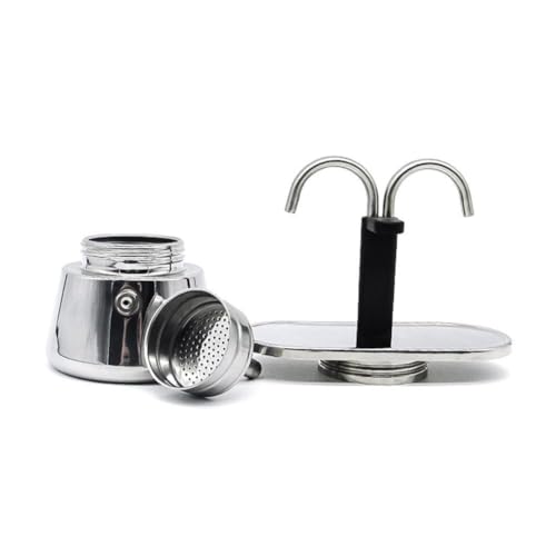 Kivivaka Para cafetera de acero inoxidable para cafetera Moka de 100 ml, 2 tazas, cafetera espresso, estufa, percolador de café, portátil, kit de preparación de doble cabeza, hogar, viajes, camping