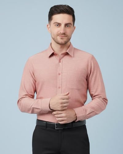 Image of SaintX Men's Formal Shirt with Pocket | Oxford Weave Cotton Rich Premium Fabric | Smart Fit | Full Sleeve | Everyday Summer Essential | Available in Plus Sizes
