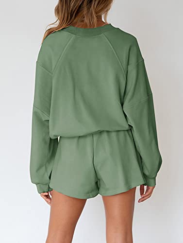 Image of MEROKEETY Women's 2023 Fall Oversized Batwing Sleeve Lounge Sets Casual Top and Shorts 2 Piece Outfits Sweatsuit
