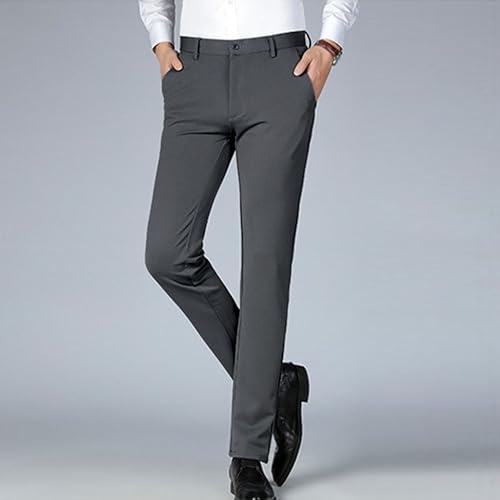 Mens Stretch Dress Pants Straight Leg Slim Fit Skinny Suit Pants Lightweight Business Casual Work Trousers4