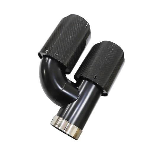 Embout echappement carbone brillant double sortie H en acier inox look sport luxe