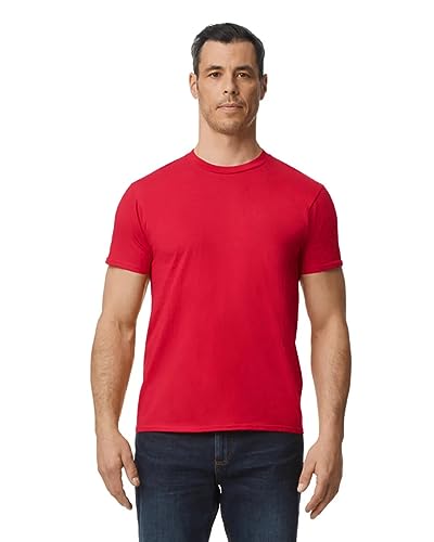 Image of Gildan Men's Round Neck Cotton Half Sleeve T-Shirt - Soft & Breathable Fabric | Casual & Comfortable Fit | Perfect Red