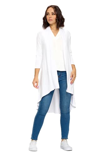 Image of Women's 3 /4 Sleeve Soft Open Front Casual Flowy Long Viscose Made from Bamboo Cardigan