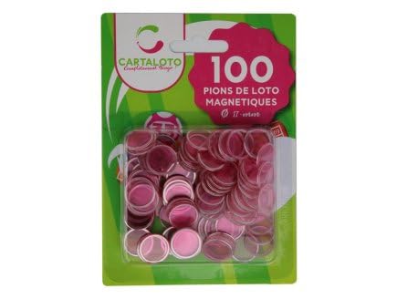 cavernedesjouets Blister 100 pions de Loto magnétiques Rose 17 mm - pions de marquage aimantes - jetons Bingo - Set Accessoire Jeu + Carte Tigre