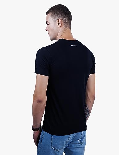 Image of Revolt Streetwear SINDICATE Men Revolt Men's Casual Round Neck 100% Cotton T-Shirt - Photographic Print (Jet Black, L)
