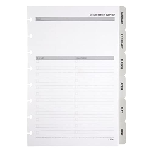 TUL® Discbound Monthly Planner Refill With 12 Tab Dividers, Junior Size, Gray, January To December 2022