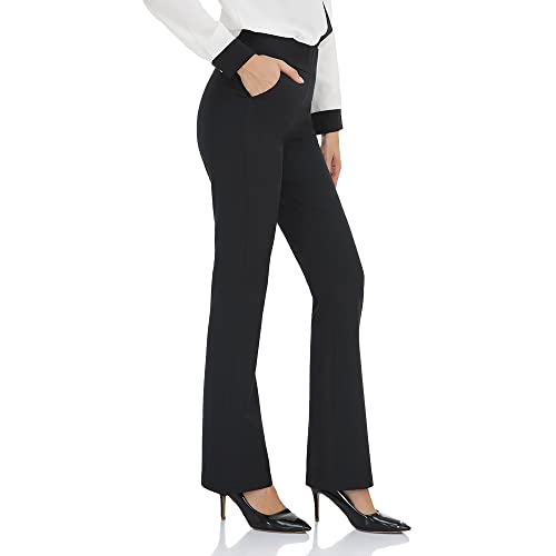 Agenlulu High Waisted Dress Pants For Women Bootcut Elastic Waist Pull On Black Work Slacks For Women Business Casual Trendy #TOP15