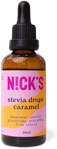 NICKS Karmel krople stewii (50 ml) bez cukru zero kalorii w płynie słodzik keto bez glutenu alternatywa dla substytutu cukru o niskiej zawartości węglowodanów
