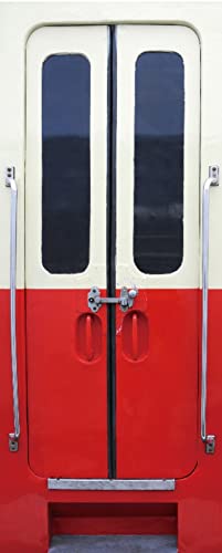 A.Monamour Adesivo Porta Autoadesiva 3D Porta Del Treno Bianca Rossa Vinile PVC Adesivi per Porte Interne Pellicola Adesiva Poster Sticker Murale Parete Carta da Parati