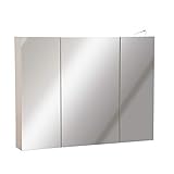 kleankin 36' x 24' Triple Door LED Bathroom Mirror Medicine Cabinet - White Oak