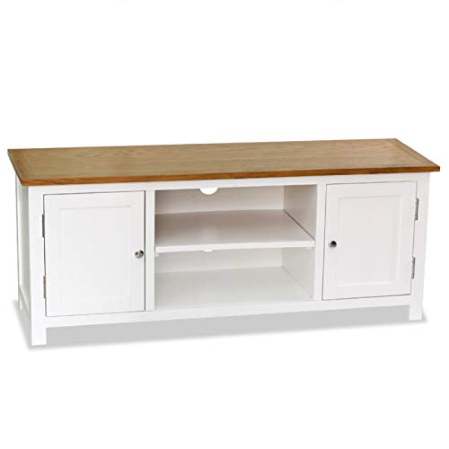 MOONAIRY TV-Schrank, Fernsehtisch, Tv Lowboard, Fernsehschrank, Tv Bank, Tv Table, Tv Kommode, 120x35x48 cm Massivholz Eiche Cover