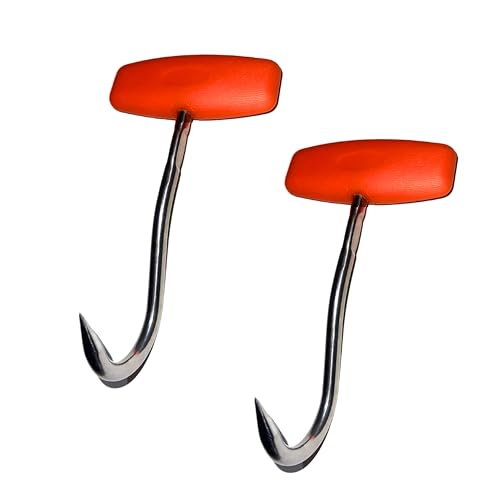 Cutlery Mania T-Handle Meat Boning Hook | Stainless Steel Butcher Hook for Meat Handling & Processing | Orange Handle | [5 Inch] | 2-Pack