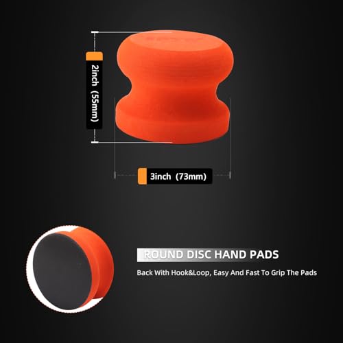 3 Inch Polishing Pad, SPTA 8Pcs Car Wax Applicator Pads with Handle and Towel, Hand Foam Pads & Microfiber Pad Kit, Detailing Buffing Pads for Car Polishing Waxing Buffing Glaze - Thumbnail 6