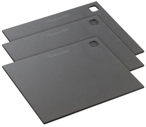 Rosenstein & Söhne Frühstücksbrettchen: 3er-Set Holzfaser-Schneidebretter spülmaschinenfest 30 x 23 5 cm (Essenszubereitungs-Schneidebrett Holzfaser schwarz BBQ)