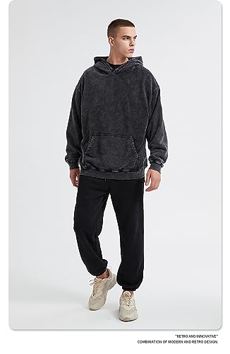 2 pack Mens Hoodies Oversized Vintage Couples Pullover Acid Wash Hoodie Heavyweight Fleece Vintages Sweatshirt4