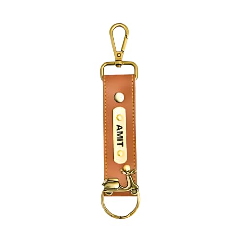 Image of Personalized Leather Keychain with Hook, Customised Leather Keychain for Men & Women | Added with Name & Charm