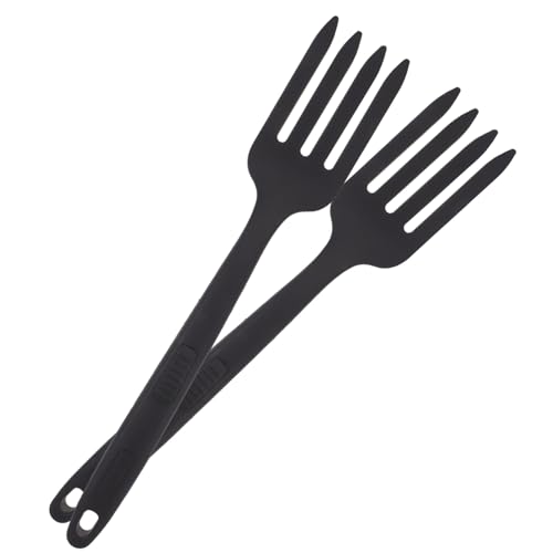 SHINEOFI 2 pièces Fourchette Silicone Cuisine Ergonomique Résistante Chaleur Lot Fourchette Longue Antiadhésive pour Nouilles Frites et Salades Ustensile Polyvalent pour Cuisson