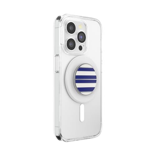 Image of PopSockets Phone Grip for MagSafe, Magnetic Holder, Phone Stand, Navy Blue - Nautical Stripe