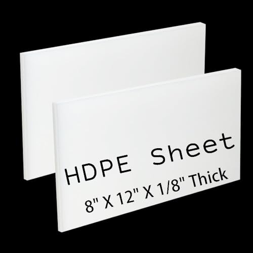 High-Density Polyethylene (HDPE) Plastic Sheet 1/8" Thick 8" X 12"- White HDPE Sheet,for Machining,for DIY,Heavy Duty Industry,Engineering,High-Density Polyethylene Plastic Block (Pack of 2)