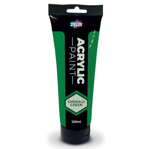 Zieler Peinture acrylique vert émeraude | Tube facile à presser de 120 ml