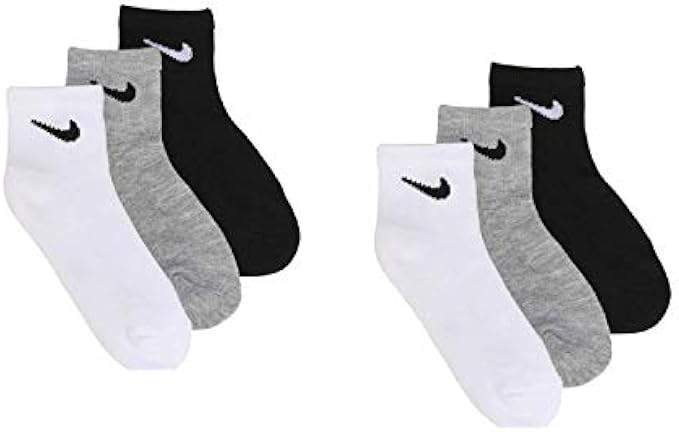 NIKE Little Kids Ankle Colorful Socks Cushioned (6 Pairs),10C-3Y Shoe/ 5-7 Sock