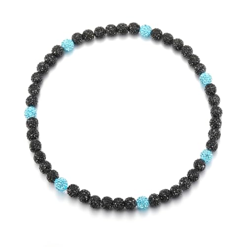 HSWYFCJY Baseball Beaded Chain Necklace for Men Women, Rhinestone Discoball Drip Accessories Blue Black Baseball Necklaces Gifts for Men Inspired Softball Jewelry Gifts 20IN