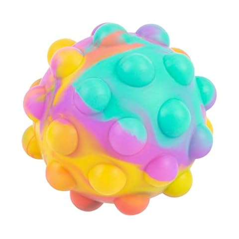 JZF Anti-stress Balls Fidget Toy, Colorful 3D Silicone Squeeze Ball, Stress Reliever Squeeze Toy, Hand Therapy Squeeze Sensory Fidget Ball Toy (2 pcs) Cover