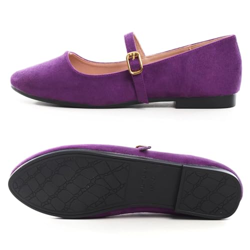 Image of LUXINYU Women's Slip on Flats,Classy Round Toe Solid Classic Mary Jane Ballet Dance Shoes Soft Comfortable PU Flat Shoes