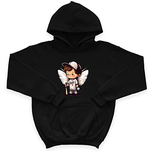 angel art kids' sponge fleece hoodie - baseball kids' hoodie - cute design hoodie for kids
